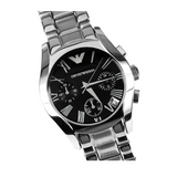 Buy Shop Emporio Armani Velente Chronograph Black Dial Silver Steel Strap Watch For Women - AR0674 USA Online