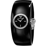 Buy Shop Emporio Armani Casual Analog Black Dial Black Leather Strap Watch For Women - AR0739 USA Online