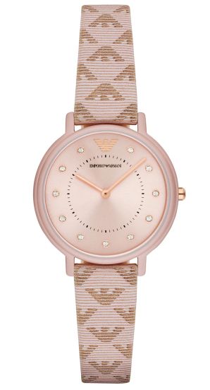Buy Shop Emporio Armani Kappa Quartz Rose Gold Dial Pink Leather Strap Watch For Women - AR11010 USA Online