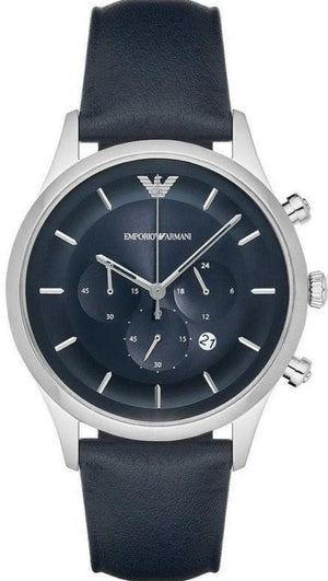 Buy Shop Emporio Armani Lambda Chronograph Blue Dial Blue Leather Strap Watch For Men - AR11018 USA Online