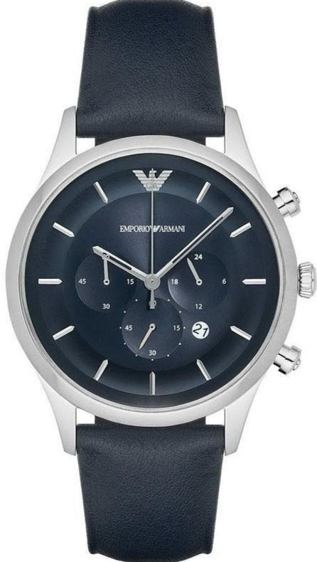 Buy Shop Emporio Armani Lambda Chronograph Blue Dial Blue Leather Strap Watch For Men - AR11018 USA Online