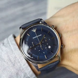 Buy Shop Emporio Armani Lambda Chronograph Blue Dial Blue Leather Strap Watch For Men - AR11018 USA Online