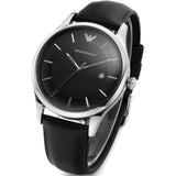 Buy Shop Emporio Armani Lambda Classic Quartz Black Dial Black Leather Strap Watch For Men - AR11020 USA Online