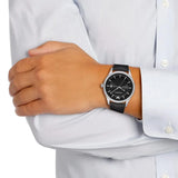 Buy Shop Emporio Armani Lambda Classic Quartz Black Dial Black Leather Strap Watch For Men - AR11020 USA Online