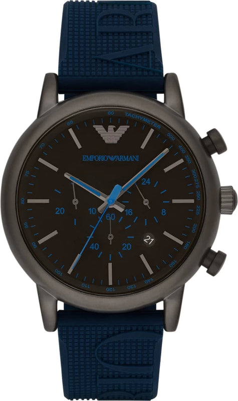 Buy Shop Emporio Armani Luigi Chronograph Black Dial Blue Rubber Strap Watch For Men - AR11023 USA Online