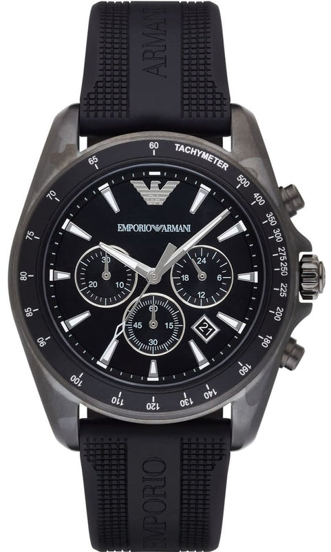 Buy Shop Emporio Armani Giovanni Chronograph Black Dial Black Rubber Strap Watch For Men - AR11028 USA Online