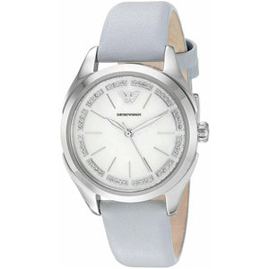 Buy Shop Emporio Armani Valeria Mother of Pearl Dial Blue Leather Strap Watch for Women - AR11032 USA Online