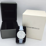 Buy Shop Emporio Armani Gianni T-Bar Mother Of Pearl White Dial Grey Leather Strap Watch For Women - AR11039 USA Online