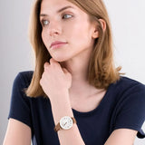 Buy Shop Emporio Armani Gianni T Bar Quartz Mother of Pearl White Dial Brown Leather Strap Watch For Women - AR11040 USA Online