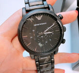 Buy Shop Emporio Armani Luigi Chronograph Black Dial Black Steep Strap Watch For Men - AR11045 USA Online