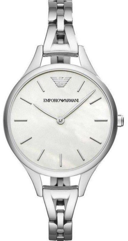 Buy Shop Emporio Armani Aurora Mother Of Pearl White Dial Silver Steel Strap Watch For Women - AR11054 USA Online