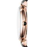 Buy Shop Emporio Armani Gianni T Bar Black Mother of Pearl Dial Black Leather Strap Watch For Women - AR11060 USA Online