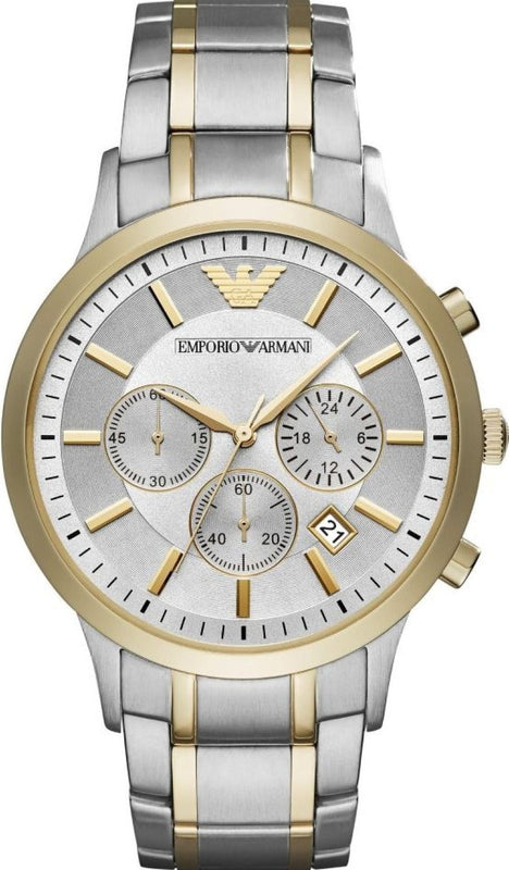 Buy Shop Emporio Armani Renato Chronograph Quartz Silver Dial Two Tone Steel Strap Watch For Men - AR11076 USA Online