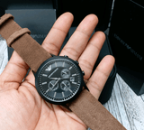 Buy Shop Emporio Armani Chronograph Black Dial Brown Leather Strap Watch For Men - AR11078 USA Online