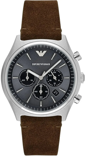 Buy Shop Emporio Armani Zeta Chronograph Gray Dial Brown Leather Strap Watch for Men - AR11080 USA Online