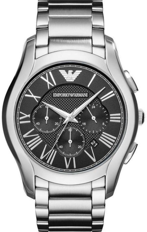 Buy Shop Emporio Armani Valente Chronograph Quartz Black Dial Silver Steel Strap Watch For Men - AR11083 USA Online