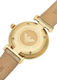Buy Shop Emporio Armani Gianni T Bar Analog Silver Dial Beige Leather Strap Watch For Women - AR11127 USA Online