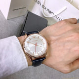 Buy Shop Emporio Armani Classic Silver Dial Blue Leather Strap Watch For Men - AR11131 USA Online