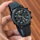 Buy Shop Emporio Armani Luigi Chronograph Black Dial Black Leather Strap Watch For Men - AR11133 USA Online