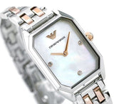 Buy Shop Emporio Armani Gianni T Bar Mother of Pearl Dial Two Tone Steel Strap Watch For Women - AR11146 USA Online