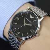 Buy Shop Emporio Armani Kappa Black Dial Silver Steel Strap Watch For Men - AR11152 USA Online