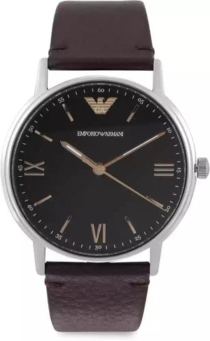 Buy Shop Emporio Armani Kappa Quartz Black Dial Brown Leather Strap Watch For Men - AR11153 USA Online