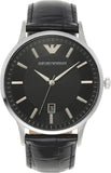 Buy Shop Emporio Armani Renato Analog Black Dial Black Leather Strap Watch For Men - AR11186 USA Online