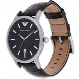 Buy Shop Emporio Armani Renato Analog Black Dial Black Leather Strap Watch For Men - AR11186 USA Online