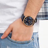 Buy Shop Emporio Armani Renato Analog Blue Dial Blue Leather Strap Watch For Men - AR11188 USA Online