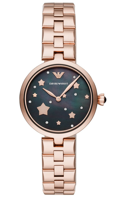 Buy Shop Emporio Armani Arianna Black Dial Rose Gold Stainless Steel Watch For Women - AR11197 USA Online
