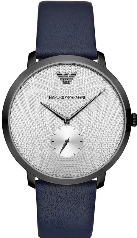 Buy Shop Emporio Armani Modern Slim Analog Silver Dial Blue Leather Strap Watch For Men - AR11214 USA Online