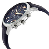 Buy Shop Emporio Armani Renato Chronograph Blue Dial Black Leather Strap Watch For Men - AR11216 USA Online