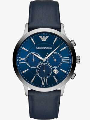 Buy Shop Emporio Armani Giovanni T Bar Chronograph Quartz Blue Dial Blue Leather Strap Watch For Men - AR11226 USA Online