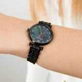 Buy Shop Emporio Armani Gianni T-Bar Quartz Black Mother of Pearl Dial Black Steel Strap Watch For Women - AR11268 USA Online
