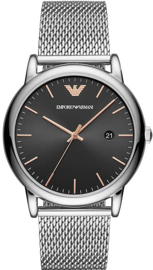 Buy Shop Emporio Armani Luigi Analog Black Dial Silver Mesh Bracelet Watch For Men - AR11272 USA Online