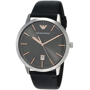 Buy Shop Emporio Armani Ruggero Grey Dial Black Leather Strap Watch for Men - AR11277 USA Online