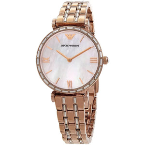 Buy Shop Emporio Armani Gianni T-Bar Mother of Pearl White Dial Two Tone Steel Watch for Women - AR11294 USA Online