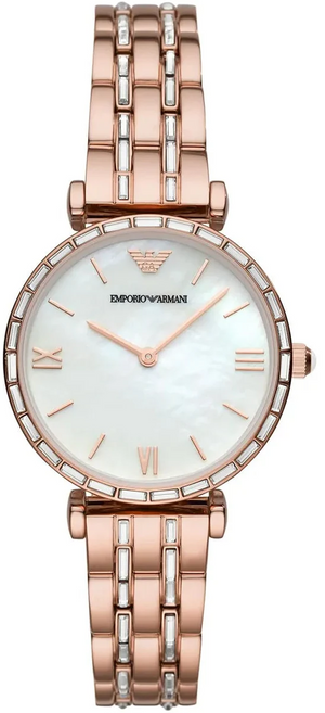 Buy Shop Emporio Armani Gianni T-Bar Mother of Pearl White Dial Two Tone Steel Watch for Women - AR11294 USA Online