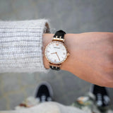 Buy Shop Emporio Armani Gianni T-Bar Mother of Pearl Dial Black Leather Strap Watch For Women - AR11295 USA Online