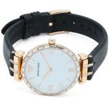 Buy Shop Emporio Armani Gianni T-Bar Mother of Pearl Dial Black Leather Strap Watch For Women - AR11295 USA Online