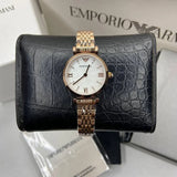 Buy Shop Emporio Armani Gianni T-Bar Mother of Pearl Dial Rose Gold Steel Strap Watch For Women - AR11316 USA Online