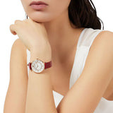 Buy Shop Emporio Armani Gianni T-Bar Analog Mother of Pearl Dial Red Leather Strap Watch For Women - AR11322 USA Online