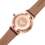 Buy Shop Emporio Armani Gianni T-Bar Analog Mother of Pearl Dial Red Leather Strap Watch For Women - AR11322 USA Online