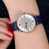 Buy Shop Emporio Armani Gianni T Bar Quartz Crystals Silver Dial Blue Leather Strap Watch For Women - AR11344 USA Online