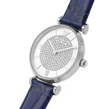 Buy Shop Emporio Armani Gianni T Bar Quartz Crystals Silver Dial Blue Leather Strap Watch For Women - AR11344 USA Online