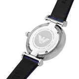 Buy Shop Emporio Armani Gianni T Bar Quartz Crystals Silver Dial Blue Leather Strap Watch For Women - AR11344 USA Online