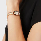 Buy Shop Emporio Armani Gianni T-Bar Analog Crystal Brown Dial Rose Gold Steel Strap Watch For Women - AR11407 USA Online