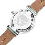 Buy Shop Emporio Armani Gianni T Bar Mother Of Pearl Blue Dial Blue Leather Strap Watch For Women - AR1959 USA Online