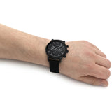 Buy Shop Emporio Armani Luigi Analog Black Dial Black Leather Strap Watch For Men - AR11450 USA Online