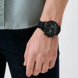 Buy Shop Emporio Armani Luigi Analog Black Dial Black Leather Strap Watch For Men - AR11450 USA Online